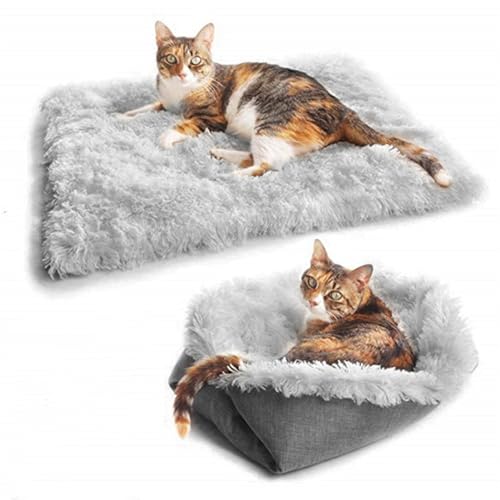 XHDZSW Katzenbett Flauschig, Katzenkissen Warm Katzen Bett, Katzenbett Haustierbett, Plüsch Katzen Schlafplatz, Katze Bett Weich, für Katzen und Kleine Hunde (L,Grau) von XHDZSW