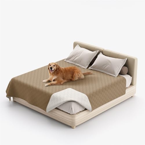 XHDZSW Wasserresistent Hundedecke - wasserdichte Hundedecke für Couch & Bett, Waschbare Haustier-Couch-Abdeckung, rutschfeste Bett Sofa Autositz Möbelschutzmatte (30x50in,Grau-Braun) von XHDZSW