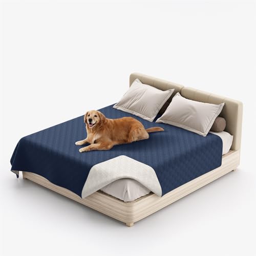 XHDZSW Wasserresistent Hundedecke - wasserdichte Hundedecke für Couch & Bett, Waschbare Haustier-Couch-Abdeckung, rutschfeste Bett Sofa Autositz Möbelschutzmatte (30x50in,Navy Blau) von XHDZSW