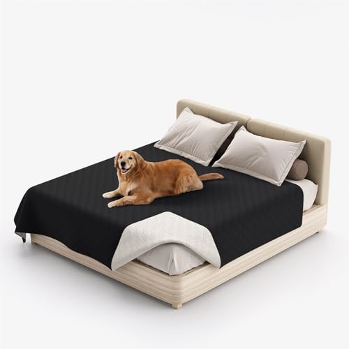 XHDZSW Wasserresistent Hundedecke - wasserdichte Hundedecke für Couch & Bett, Waschbare Haustier-Couch-Abdeckung, rutschfeste Bett Sofa Autositz Möbelschutzmatte (52x82in,Schwarz) von XHDZSW