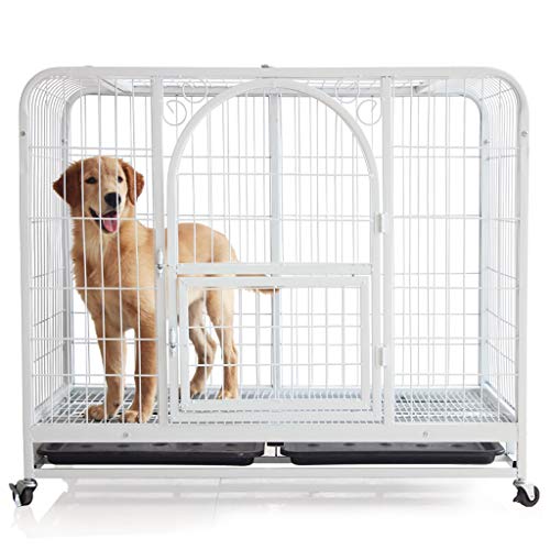 NYKK Hundekäfig Hundebox/Transportkäfig Hund Käfig Katzenkäfig Square Tube Hunderahmen Haustier Hund Käfig Hundehaus Kaninchen Käfig Supplies Weiß Mit Skylight Dog Crate (Size : L) von XIA