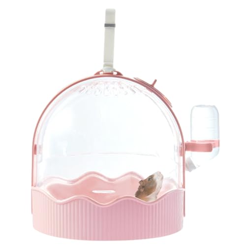 Transportkäfig für Haustiere, tragbar, für Hamster, Vögel, Outdoor, Reisen, Haustier-Hamsterkäfig mit Wasserflasche von XIAHIOPT