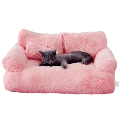XIAHIOPT Haustier-Couch-Bett mit abnehmbarem Bezug, weiches und pelziges Kissen, rutschfest, Hundekorb, Hundesofa, abnehmbarer Bezug, Nest, Katzenbetten und Möbel von XIAHIOPT