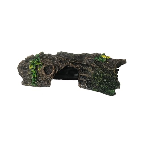 XIAOLUHEXIAOYU Reptile Hide Cave, Aquarium Resin Hollow Tree Trunk Ornament Hideout, Fish Tank Decoration Decorative Resin for Lizards, Fish, Snakes, Amphibia, Small Animals, Leopard Gecko von XIAOLUHEXIAOYU