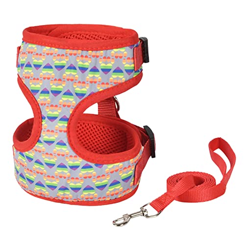 Hasen Leine Mit Geschirr Hundekorsett und Leine, atmungsaktiv, mit Herzdruck, mehrfarbige Weste für Welpen und Hunde Bauchbänder Für Rüden Mit Druckknöpfen (Red, XS) von XIAOTUZ