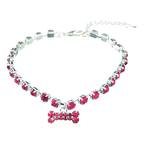 XIAOTUZ Dünnes Halsband Für Hundemarke Diamonds Hundehalsband Haustier Hundekette Katzenhalsband Verstellbares Hundehalsband Diamond Flash Hundehalsband Hunde Lederhalsband Breit (Pink, L) von XIAOTUZ