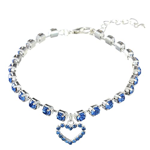 XIAOTUZ Edle Halsbänder Für Hunde Edelstein Hund Halskette Halsband Schmuck für Welpen Welpen Glänzend Strass Katze Hochzeit Halsband Haustier Hunde Dressurhalsband (Blue, L) von XIAOTUZ