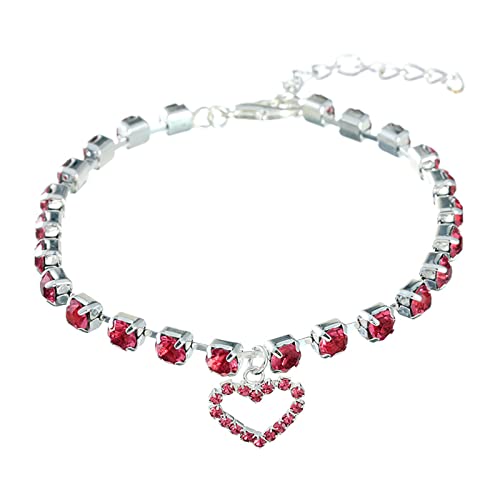 XIAOTUZ Edle Halsbänder Für Hunde Edelstein Hund Halskette Halsband Schmuck für Welpen Welpen Glänzend Strass Katze Hochzeit Halsband Haustier Hunde Dressurhalsband (Pink, L) von XIAOTUZ