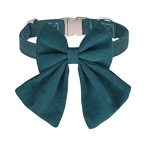 XIAOTUZ Halsband Windhund Leder Personalisierte Hundehalsbänder mit Schmetterlingsfliege, Baumwolle, Mädchen, Hundehalsband mit Metallschnalle, verstellbare Hundehalsband Leder Geflochten (Green, M) von XIAOTUZ