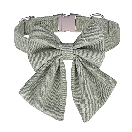 XIAOTUZ Halsband Windhund Leder Personalisierte Hundehalsbänder mit Schmetterlingsfliege, Baumwolle, Mädchen, Hundehalsband mit Metallschnalle, verstellbare Hundehalsband Leder Geflochten (Grey, L) von XIAOTUZ