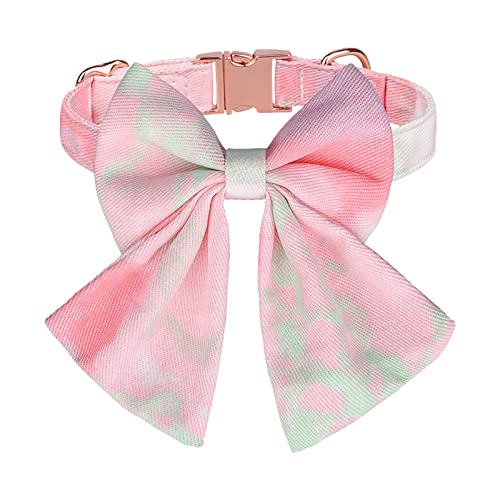 XIAOTUZ Halsband Windhund Leder Personalisierte Hundehalsbänder mit Schmetterlingsfliege, Baumwolle, Mädchen, Hundehalsband mit Metallschnalle, verstellbare Hundehalsband Leder Geflochten (Pink, L) von XIAOTUZ