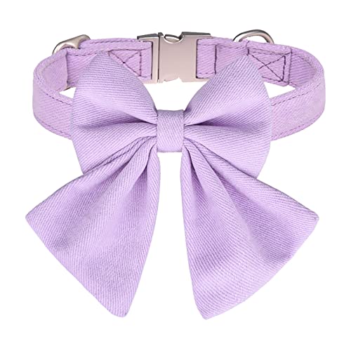 XIAOTUZ Halsband Windhund Leder Personalisierte Hundehalsbänder mit Schmetterlingsfliege, Baumwolle, Mädchen, Hundehalsband mit Metallschnalle, verstellbare Hundehalsband Leder Geflochten (Purple, L) von XIAOTUZ