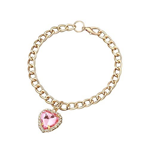 XIAOTUZ Katzenhalsband Mit Gummizug Haustier-Edelstein-Goldhalsband für kleine Haustier-Katzen-Hundehalsband-Hundeanhänger-Schmuck Halsband Kaninchen (Pink, M) von XIAOTUZ