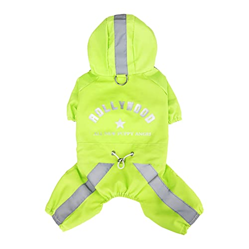 XIAOTUZ Regenjacke 20000 Mm Wassersäule Hund Regenmantel mit Klarkappe Poncho Regenmantel für kleine Medium Dogs Nachtzeit reflektierender Band PET-Regenmantel wasserdichte Jacken (Yellow, L) von XIAOTUZ