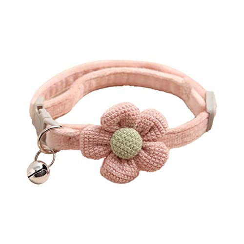 XIAOTUZ Schmuckhalsband Niedliches Blumen- und Glockenhalsband für kleine Haustiere, Katzen, Hunde, verstellbares Baumwollhalsband Lederhalsband Kleine Hunde (Pink, One Size) von XIAOTUZ