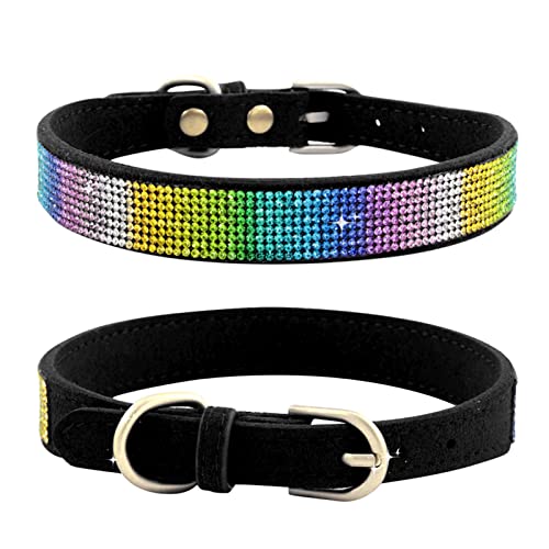 XIAOTUZ Welches Paracord Für Hundeleine 3 verstellbare Größen, personalisierte Farbe, Strass, Haustiere, Halsbänder mit Krawatte, Mädchen, Katzenhalsband Schöne Lederhalsbänder Für Hunde (Black, XS) von XIAOTUZ