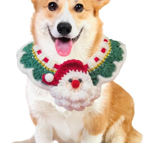 XIAOXIAOYU Hunde-Weihnachtsschal, Feiertags-Katzenhalsband,Winterwelpenschal mit Weihnachtsmannmuster | Multifunktionales Weihnachts-Hundezubehör, weiches Winter-Halswärmer-Kostüm für Hunde und Katzen von XIAOXIAOYU