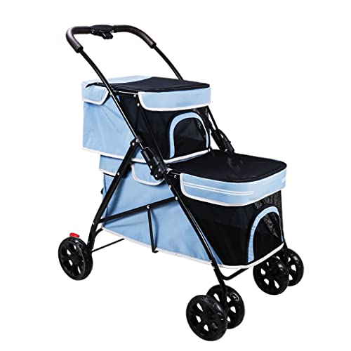 2-lagiger Haustier-Kinderwagen, Hunde-Kinderwagen for kleine mittelgroße Hunde, große Kinderwagen, vergrößert und verbreitert Hunde-Kinderwagen, Kinderwagen for kleine Hunde, Katzen, gemeinsamer Reise von XIAOYIWIN