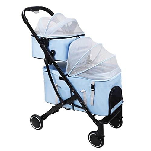 2-lagiger Kinderwagen for Katzen und Hunde, Doppel-Hundewagen, leichter Kinderwagen for Hunde und Katzen, abnehmbarer zweilagiger Kinderwagen, ideal for Zwillinge oder mehrere, atmungsaktive Reisetrag von XIAOYIWIN