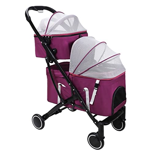 2-lagiger Kinderwagen for Katzen und Hunde, Doppel-Hundewagen, leichter Kinderwagen for Hunde und Katzen, abnehmbarer zweilagiger Kinderwagen, ideal for Zwillinge oder mehrere, atmungsaktive Reisetrag von XIAOYIWIN