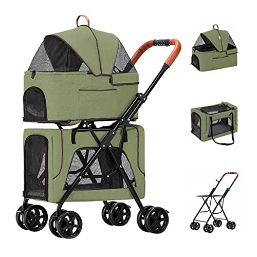 3-in-1-Doppel-Haustier-Kinderwagen for Katzen und Hunde, doppellagiger Haustier-Kinderwagen, Katzen-Reisewagen, kleiner und mittelgroßer Hunde-Kinderwagen, abnehmbarer 2-lagiger Haustier-Kinderwagen f von XIAOYIWIN