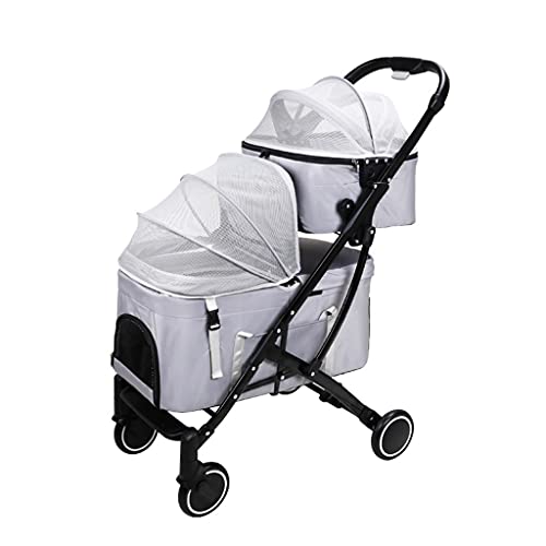 3-in-1-Kinderwagen/Tasche/Autotransporter for Haustiere, Katzen, Hunde, doppellagiger Haustier-Kinderwagen, Katzen-Reisewagen, kleiner und mittelgroßer Hundekinderwagen, abnehmbarer 2-lagiger Haustier von XIAOYIWIN