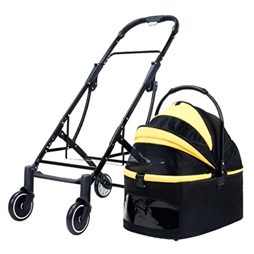 Faltbarer Haustier-Kinderwagen mit Aufbewahrungstasche, abnehmbarer Hunde-/Katzenkinderwagen für mehrere Haustiere, Haustier-Reisetasche, Hundebuggy für kleine, mittelgroße Hunde (Nero) von XIAOYIWIN