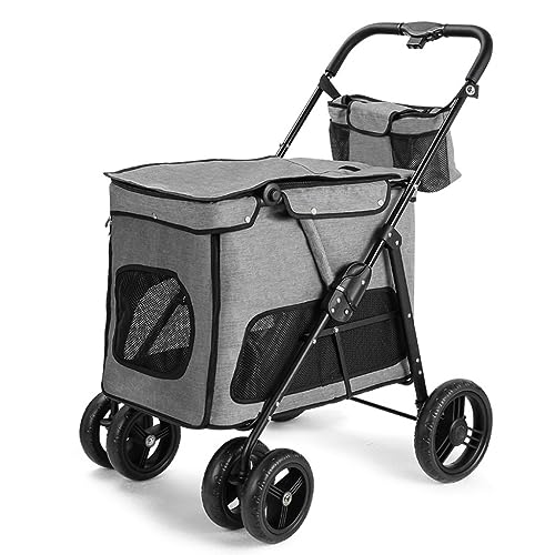 Große Hundekinderwagen for mittelgroße und große Hunde, Haustier-Hundewagen, Kinderwagen, Haustierkatzen-Kinderwagen for Zwillinge und mehr, 4-Räder-Hundewagen, Reiseträger for Katzen, Hunde und mehr( von XIAOYIWIN