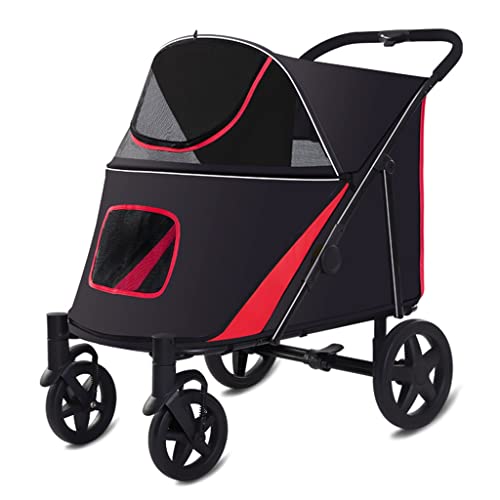 Großer Hunde-Kinderwagen, Haustier-Kinderwagen for große Hunde, Hunde-Kinderwagen, großer Haustier-Kinderwagen, 4-Rad-Haustier-Ausrüstung, Haustier-Kinderwagen for Katzen, Hunde und mehr, faltbarer Ki von XIAOYIWIN