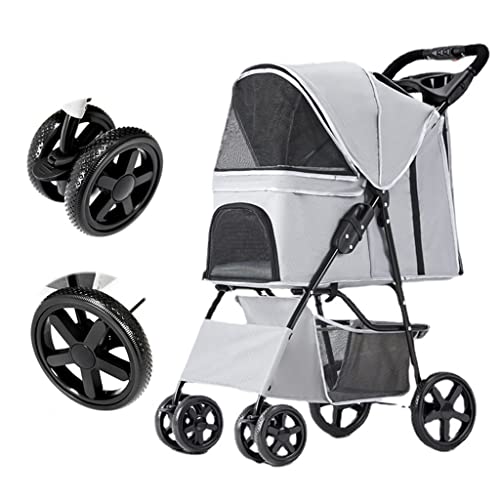 Haustier-Kinderwagen, Hundewagen, Katzen-Reiseträger, Haustier-Kinderwagen for kleine, mittelgroße Hunde und Katzen, zusammenklappbare Haustier-Kinderwagen, Katzenträger, Hundewagen, Kinderwagen mit G von XIAOYIWIN