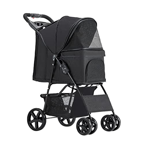 Haustier-Kinderwagen für Hunde, Katzen, leichter Haustier-Kinderwagen für kleine, mittelgroße Hunde und Katzen, faltbarer Reisewagen, Premium-Hundewagen, Katzenwagen, Kinderwagen mit Getränkehalter von XIAOYIWIN