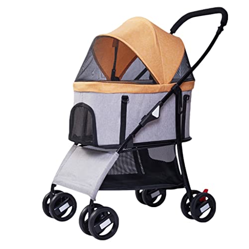 Haustier-Reiseträger, Hunde-Kinderwagen, Kinderwagen for kleine und mittelgroße Hunde, Haustier-Hundekatzen-Kinderwagen, Outdoor-Buggy, 4-Rad-Haustier-Kinderwagen, abnehmbare Hundewagen, Kinderwagen f von XIAOYIWIN