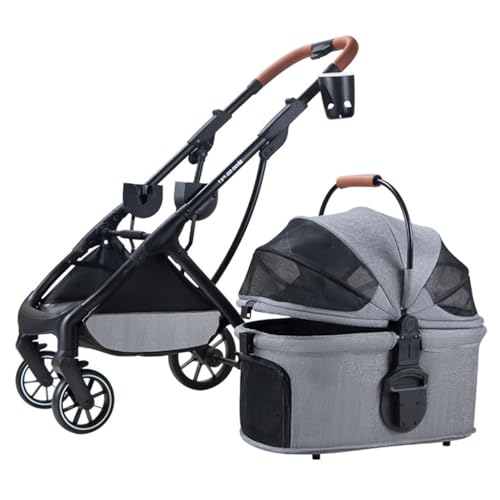 Hunde-Kinderwagen, Haustier-Kinderwagen for kleine und mittelgroße Hunde, Haustier-Kinderwagen, Buggy, abnehmbarer Katzen-Kinderwagen, faltbarer Reiseträger, Hunde-Kinderwagen, Kinderwagen for Hunde m von XIAOYIWIN