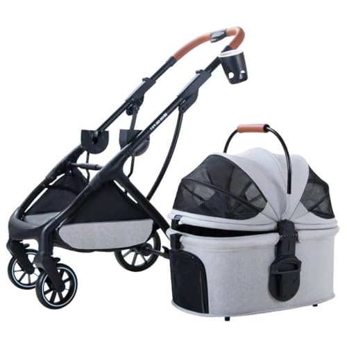 Hunde-Kinderwagen, Haustier-Kinderwagen for kleine und mittelgroße Hunde, Haustier-Kinderwagen, Buggy, abnehmbarer Katzen-Kinderwagen, faltbarer Reiseträger, Hunde-Kinderwagen, Kinderwagen for Hunde m von XIAOYIWIN