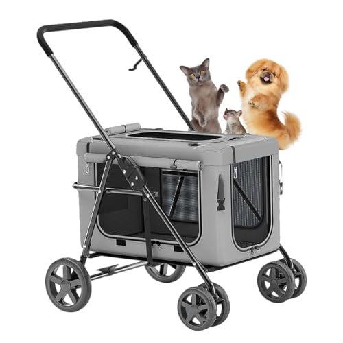 Hunde-Kinderwagen for 2 Hunde, Katzen, Welpen und Kätzchen, Hunde-Kinderwagen for kleine Hunde, leichter Katzen-Kinderwagen, Reisewagen, Haustier-Kinderwagen, Kinderwagen for Katzen, Hunde und mehr(Gr von XIAOYIWIN