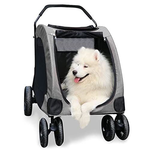 Hunde-Kinderwagen for große Hunde, großer Haustier-Hunde-Kinderwagen, Premium-Hochleistungs-Hunde-/Katzen-/Haustier-Kinderwagen-Reisewagen, Haustier-Kinderwagen-Buggy mit übergroßen Rädern, bis zu 50 von XIAOYIWIN