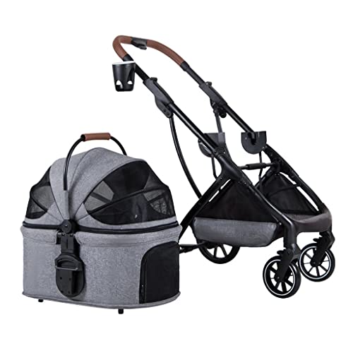 Hundekinderwagen, Kinderwagen for kleine Hunde mit Getränkehalter, Haustier-Katzen-Kinderwagen, faltbar, mehrere Katzen-Kinderwagen, Hundewagen-Buggy, abnehmbare Haustier-Kinderwagen for kleine und mi von XIAOYIWIN