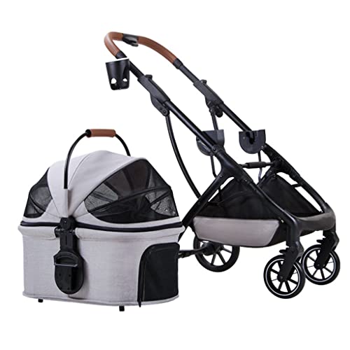 Hundekinderwagen, Kinderwagen for kleine Hunde mit Getränkehalter, Haustier-Katzen-Kinderwagen, faltbar, mehrere Katzen-Kinderwagen, Hundewagen-Buggy, abnehmbare Haustier-Kinderwagen for kleine und mi von XIAOYIWIN