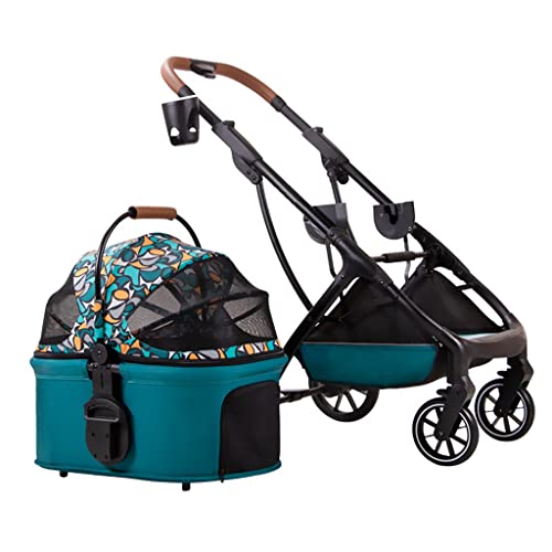 Hundekinderwagen, Kinderwagen for kleine Hunde mit Getränkehalter, Haustier-Katzen-Kinderwagen, faltbar, mehrere Katzen-Kinderwagen, Hundewagen-Buggy, abnehmbare Haustier-Kinderwagen for kleine und mi von XIAOYIWIN