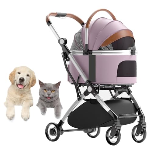 Hundekinderwagen for kleine mittelgroße Hunde, 3-in-1-Reisewagen for Hunde/Katzen/Haustiere, abnehmbarer Hundewagen, zusammenklappbarer Kinderwagenträger, Katzentasche, Hundewagenwagen(Green) von XIAOYIWIN