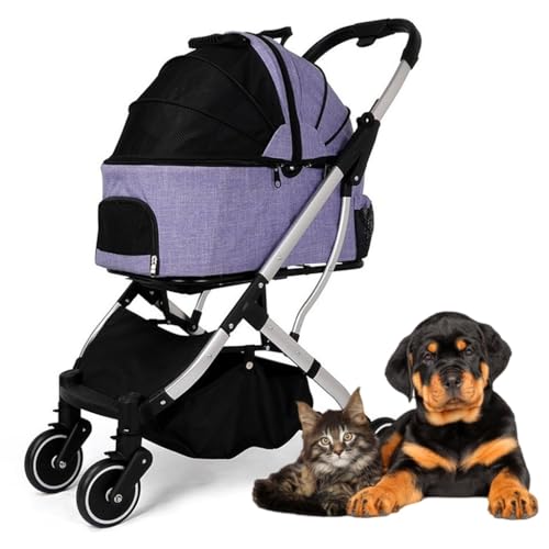 Hunde-Kinderwagen, Haustier-Katzen-Kinderwagen, Tragetasche, Buggy mit Rädern, Haustier-Reisewagen, Hunde-Kinderwagen for mittelgroße Hunde, abnehmbarer Haustier-Katzen-Hunde-Kinderwagen, Netz mit gro von XIAOYIWIN