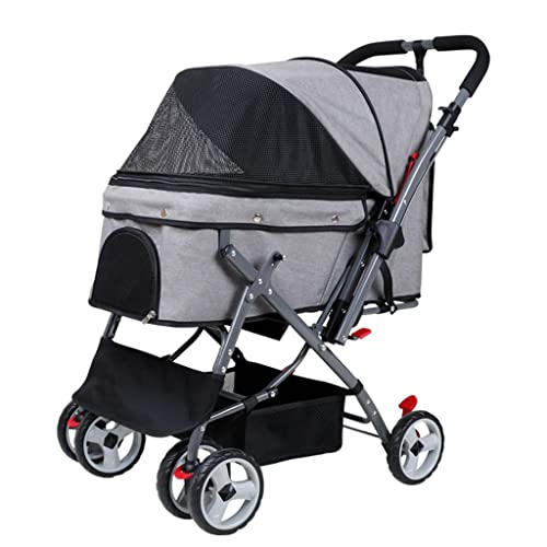 Hundewagen, Katzenwagen, Kinderwagen for 2 Katzen, Reiseträger, Hundewagen for kleine und mittelgroße Hunde, abnehmbarer Kinderwagen, Hundewagen, Kinderwagen for Hunde/Katzen und mehr(Gray A) von XIAOYIWIN