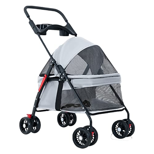 Kleiner Hundewagen, Haustier-Kinderwagen for Katzen und Hunde, Hundewagen, Kinderwagen for kleine Hunde, leichter kleiner Hundewagen, zusammenklappbarer Haustier-Kinderwagen, Reiseträger mit Getränkeh von XIAOYIWIN