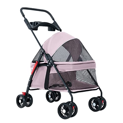 Kleiner Hundewagen, Haustier-Kinderwagen for Katzen und Hunde, Hundewagen, Kinderwagen for kleine Hunde, leichter kleiner Hundewagen, zusammenklappbarer Haustier-Kinderwagen, Reiseträger mit Getränkeh von XIAOYIWIN