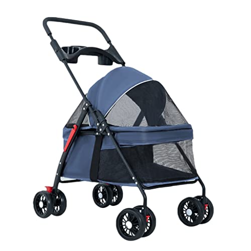 Kleiner Hundewagen, Haustier-Kinderwagen for Katzen und Hunde, Hundewagen, Kinderwagen for kleine Hunde, leichter kleiner Hundewagen, zusammenklappbarer Haustier-Kinderwagen, Reiseträger mit Getränkeh von XIAOYIWIN