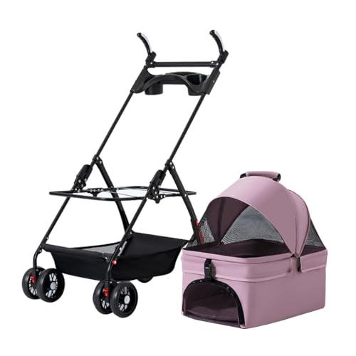 Reiseträger Haustier Hund Katze Kinderwagen Hundewagen Kinderwagen for kleine Hunde, faltbarer Haustier Kinderwagen Kinderwagen mit Getränkehalter, Haustier Welpen Katze Kinderwagen Wagen verstellbare von XIAOYIWIN