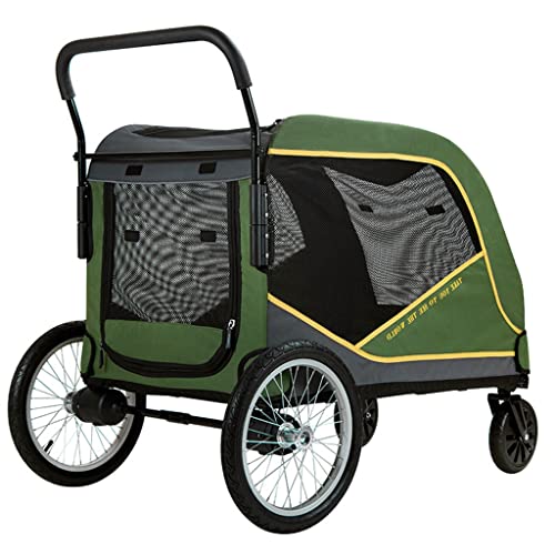 XIAOYIWIN Großer Hundewagen for große Hunde und Katzen, Hundewagen for große Hunde, robuster Hundewagen, Reisewagen, großer Hundewagen for Zwei oder mehrere Haustiere(Green) von XIAOYIWIN