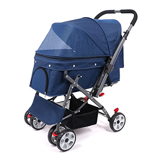 XIAOYIWIN Hundewagen, Katzenwagen, Kinderwagen for 2 Katzen, Reiseträger, Hundewagen for kleine und mittelgroße Hunde, Abnehmbarer Kinderwagen, Hundewagen, Kinderwagen for Hunde/Katzen und mehr(Blue) von XIAOYIWIN