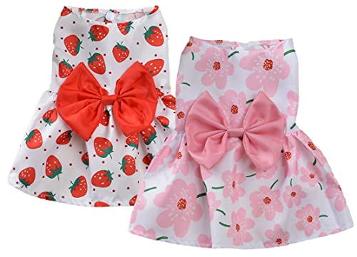 XIAOYU 2 Pack Bowknot Hundekleider hawaiianische Prinzessin Kleider für kleine mittelgroße Hunde Katzen, Stil A, XL von XIAOYU