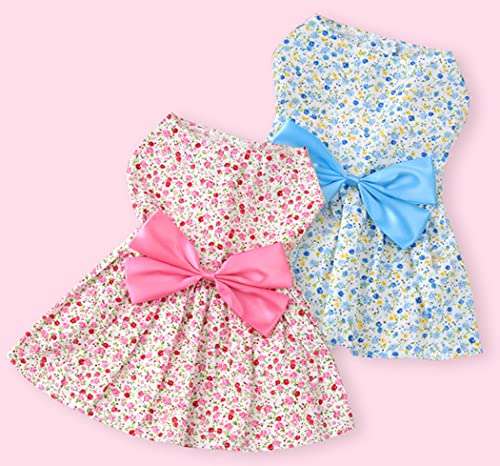 XIAOYU 2 Pack Floral Dog Dresses Pet Dog Princess Bowknot Dress for Small Dogs and Cats M von XIAOYU